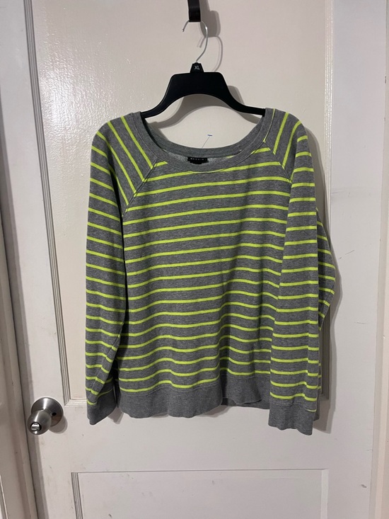 torrid Sweaters - torrid Gray & Neon Yellow Striped Crewneck Sweater